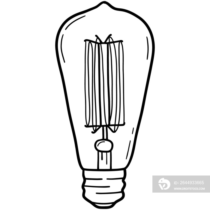 Filament incandescent lamp, vintage Edison light bulb with tungsten icon png