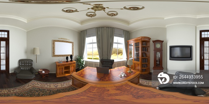 spherical panorama of the interior, 3D illustration