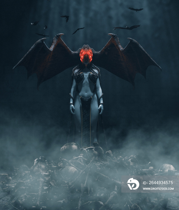 Monster in the dark,woman creatures,3d illustration **3d figures