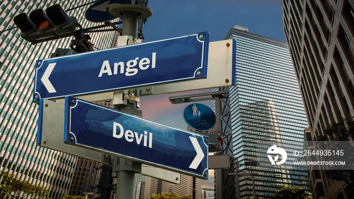 Street Sign to Angel versus Devil