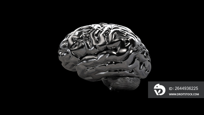 Steel brain. Iron Brain. 3D rendering