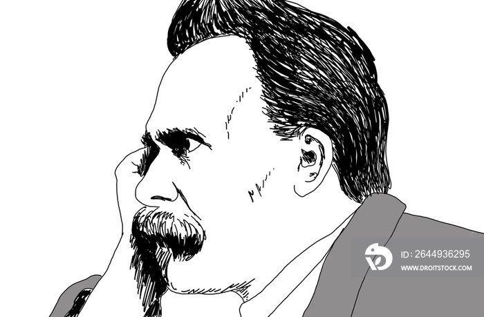 Realistic illustration of the German philosopher Friedrich Nietzsche