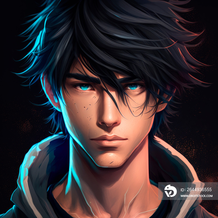 realistic anime portrait of a man