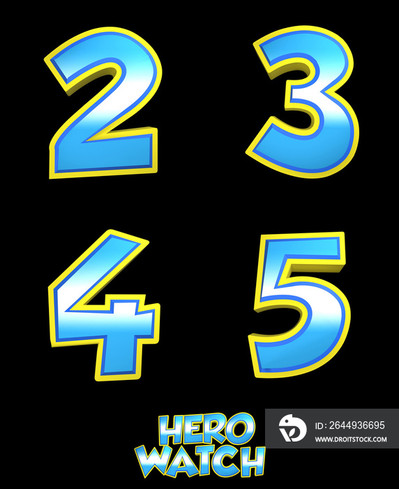 Hero Watch cartoon alphabet 3d illustration