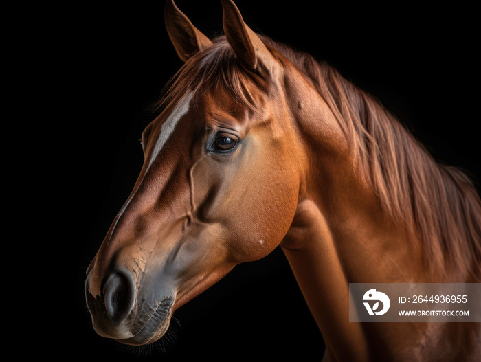 Tête de cheval sur fond noir