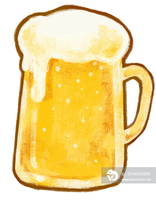 Cold god larger beer with foam alcohol booze drink hand digital painting illustration