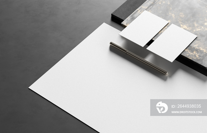 Corporate identity stationery mock up isolated on modern style background. Mock up for branding identity. 3D illustration