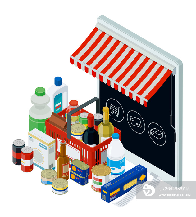 Online virtual store and grocery shopping items