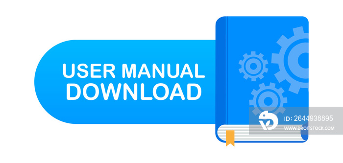 Download book button. Concept User manual book for web page, banner, social media. Vector stock illustration