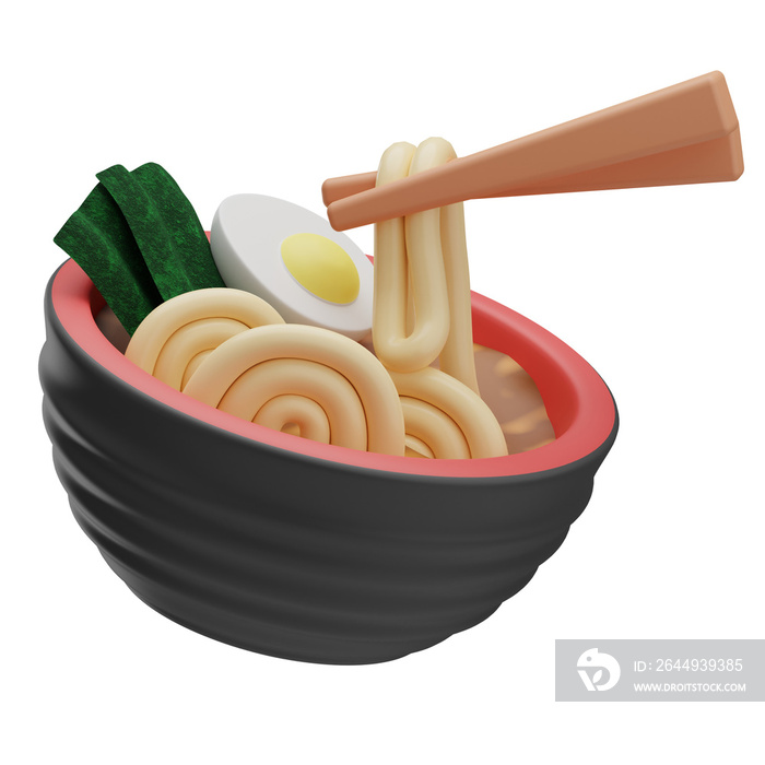 Ramen Japanese icon, 3d illustration