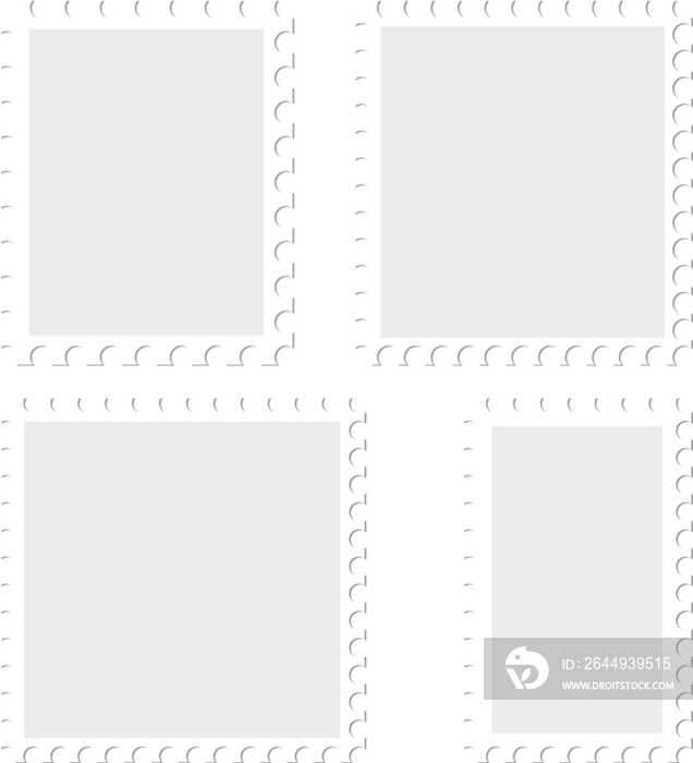 Collection of postage stamps template, blank