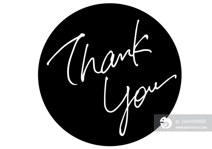 Thank You,hand lettering,round shape