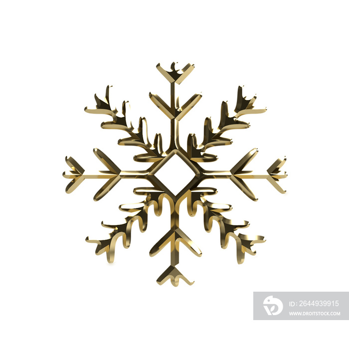 gold snow crystal. 3d render