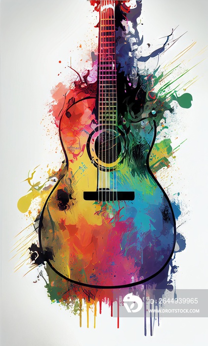 Guitar. Music graphite poster, background, wallpaper. Printable artwork.