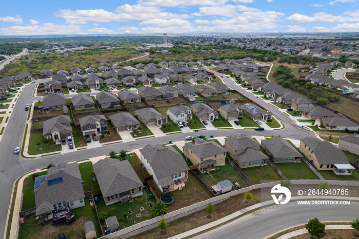 An aerial view of a neighborhood