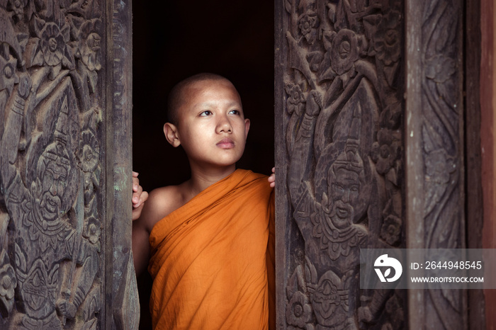 The boy or novice monk buddhist in religion buddhism at Thailand.