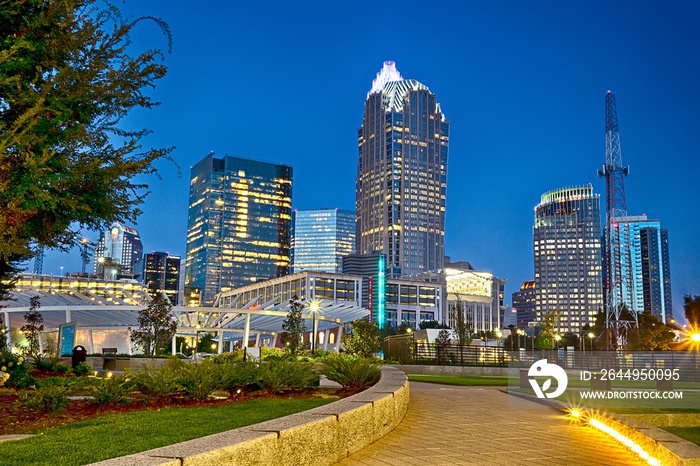 charlotte city skyline north carolina early morning