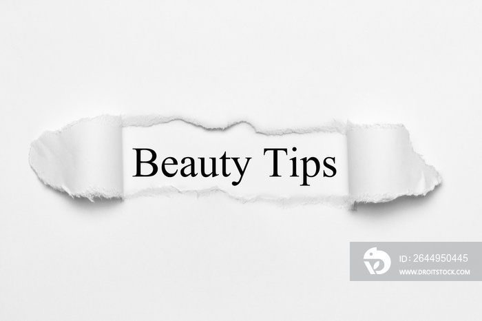 Beauty Tips on white torn paper