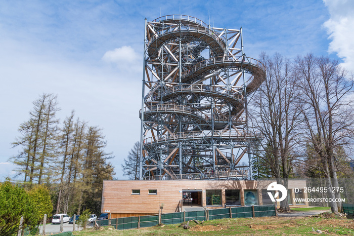 Swieradow Zdroj, Poland Lookout Tower in spa resort in the Izerskie Mountains in Poland