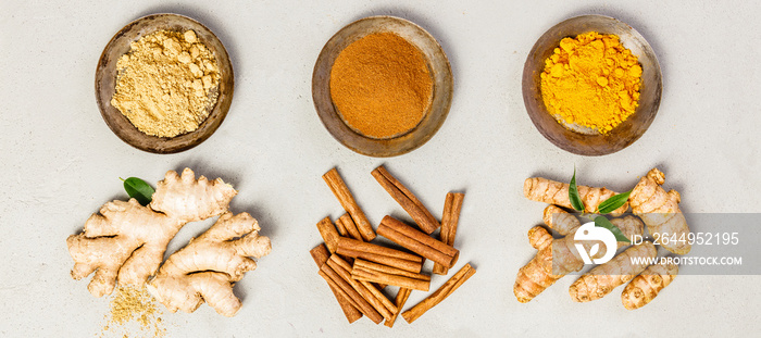 Ginger, turmeric and cinnamon