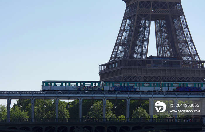 Metro and Bridge of Bir Hakeim, Beauty of Paris, détails.