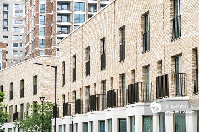 Row of newly built urban houses