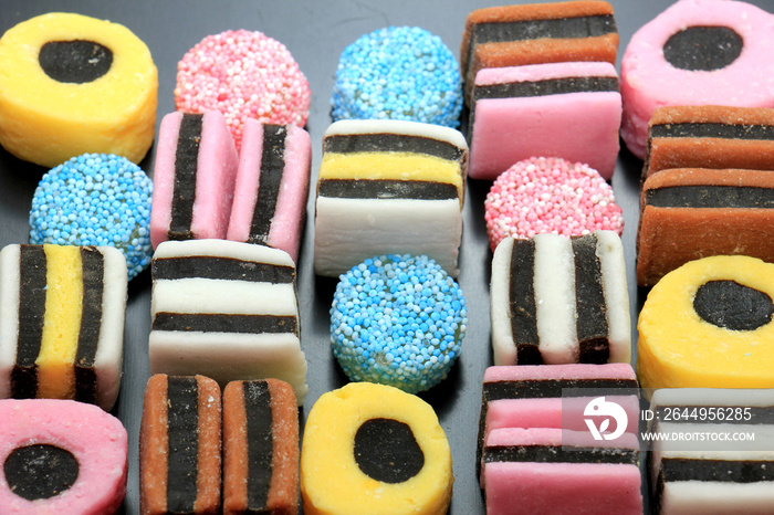 Stacked liquorice all sorts