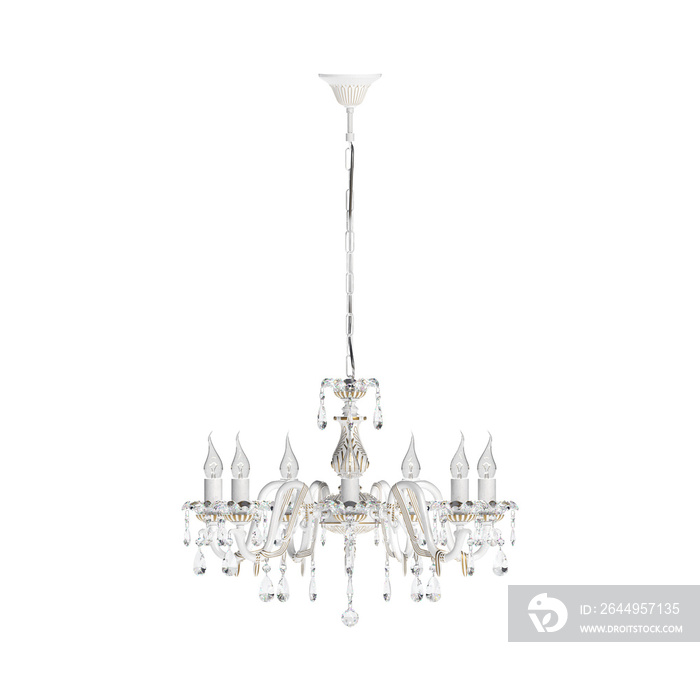 crystal chandelier for the interior isolated on transparent background, home lighting, 3D illustration, cg render