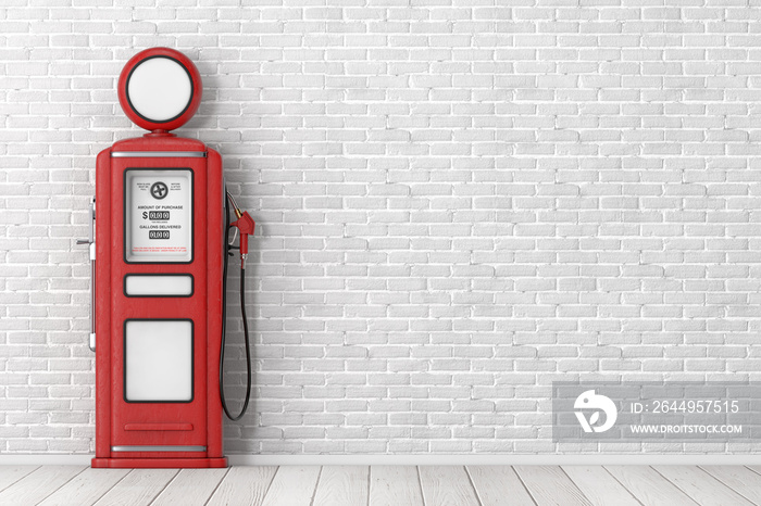 Red Retro Gas Pump. 3d Rendering