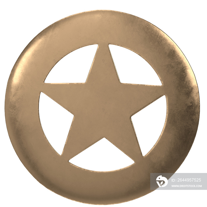 3d rendering  of a sheriff round badge