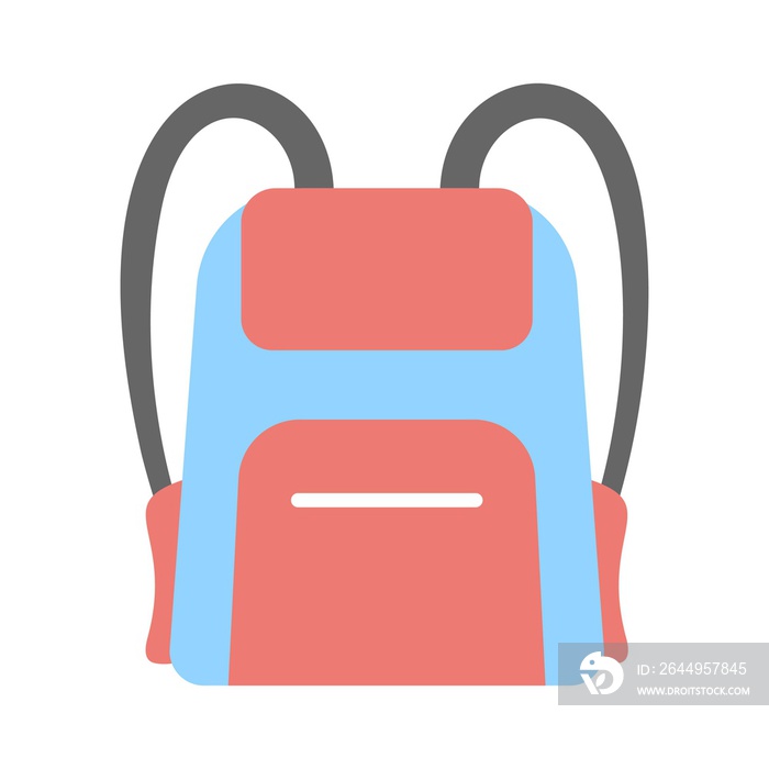 Realistic backpack icon in flat style. Bag for school, traveling, camping. Rucksack, knapsack icon.