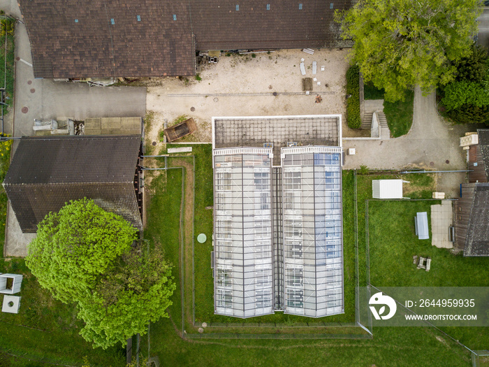 Aerial view of greenhouse in Switzerland