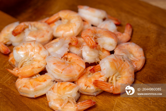 Steamed Shrimp on a wood