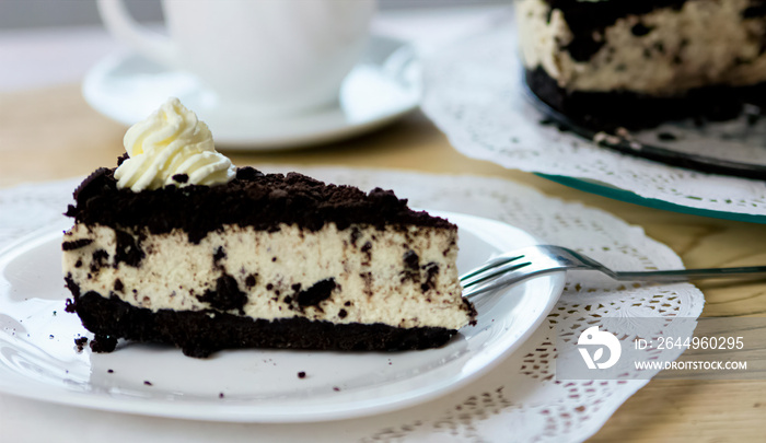 No-Bake Oreo Cheesecake. American Cusine. Gourmet Meal.