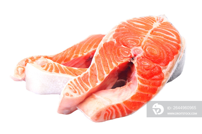 Raw salmon steak isolated