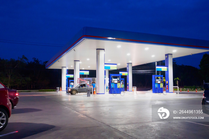 Gas station at night time