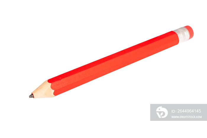 Big red pencil isolated on white background