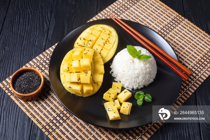 Sticky Rice With Mango on a plate