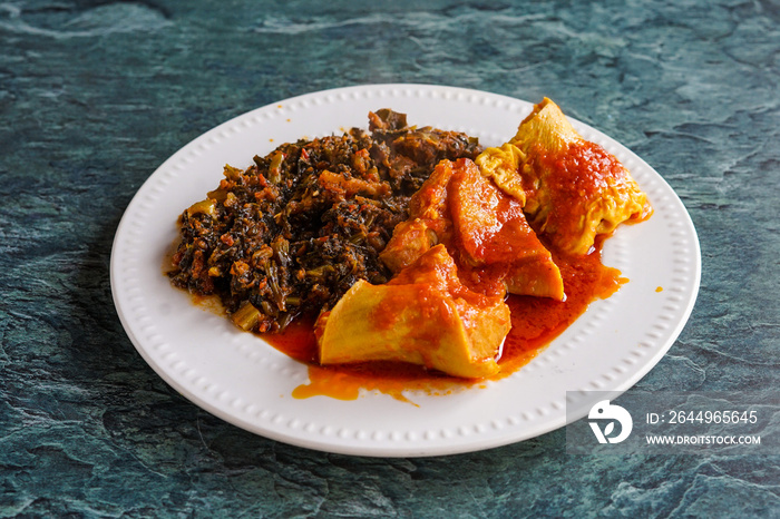 Nigerian egusi stew with goat meat