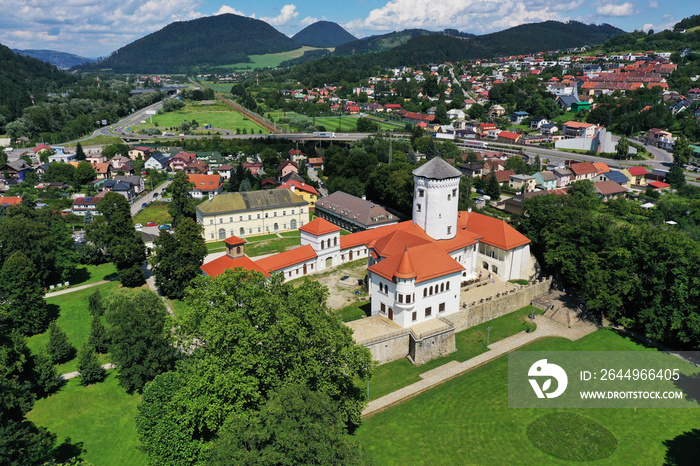 Aerial view of Budatinsky Castle in Zilina, Slovakia