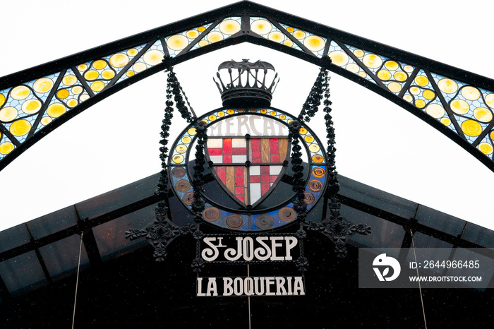 Main entrance from La Boqueria Food Market in Barcelona.