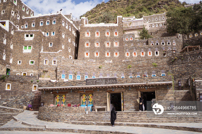 Panorama of beautiful historical houses in Rijal Almaa heritage village