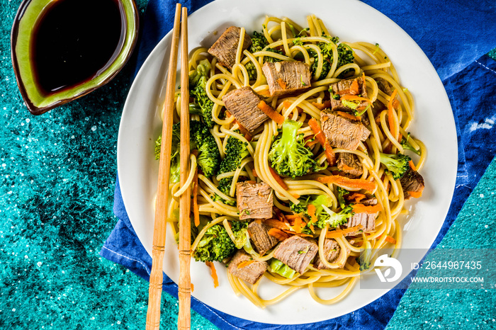 Chinese Beef Lo Mein Noodles