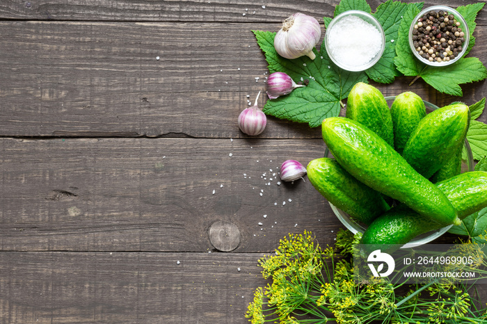 Ingredients for cooking pickled cucumbers