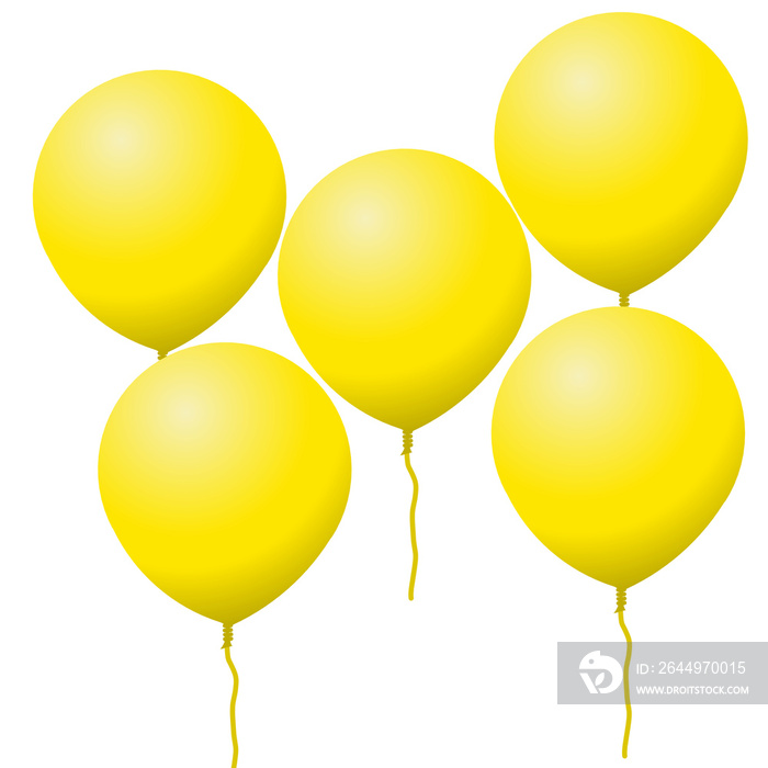 yellow balloons isolated on white