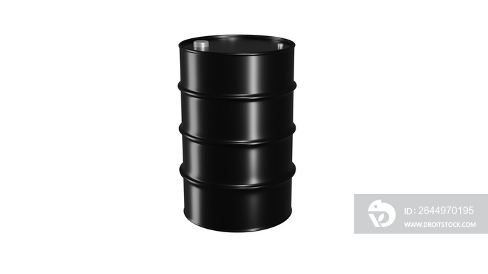 Black metal oil barrel with cap isolated on transparent background. Industry concept. 3D render