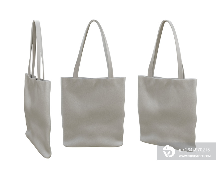 3d rendering mockup of plain white totebag bag perspective view