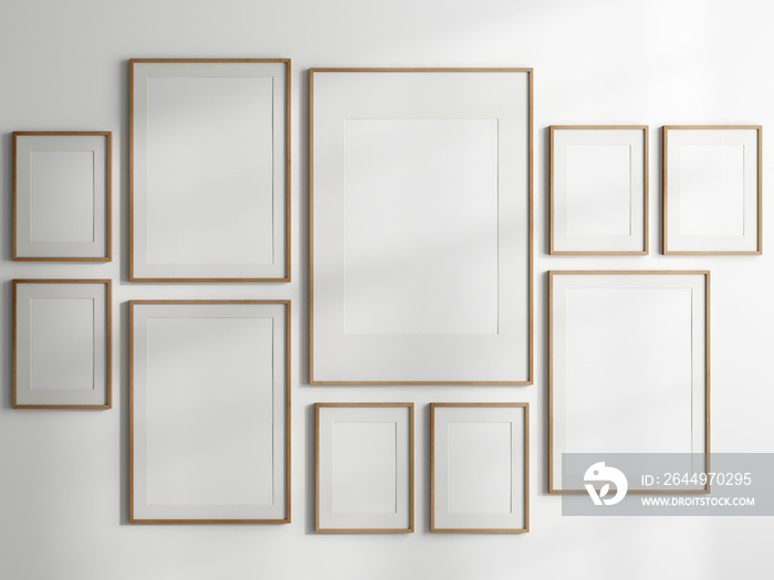 Gallery wall mockup, frames on the wall, minimalist frame mockup, Poster Mockup, Photo frame mockup, 3d render