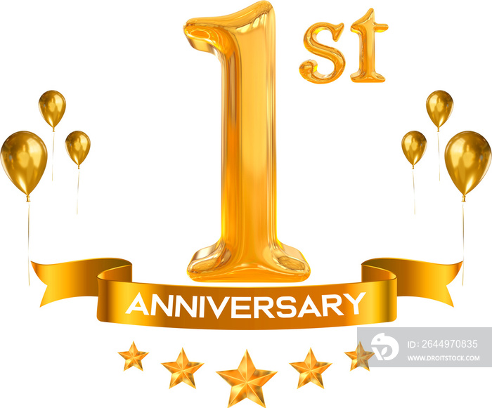 1st year anniversary gold number