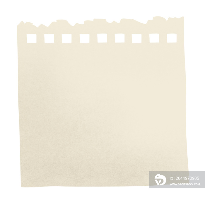 torn beige (green read) blank note, notebook paper, in cartoon free hand drawn style isolated on white background with clipping path. templates for a note message.